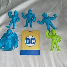 Wendy's DC HEROES 2024 Mini Figures Blue Kids Meal Toys 5 Total w/3 Cards