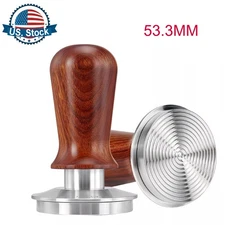 Coffee Tamper For 54mm Portafilter Hammer Leveler Tool Spring Loaded Ripple Base
