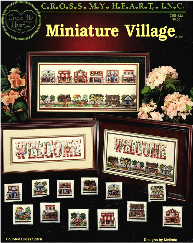 Cross My Heart MINIATURE VILLAGE 12 Cross Stitch Charts Booklet house curch shop