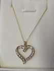 10K Yellow Gold 17 Diamond Heart Pendant Necklace 20" N16 — photo 8