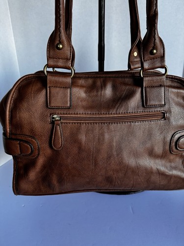 SCARLETON GORGEOUS LG HANDBAG, BROWN WITH "WASHED LEATHER" EXTERIOR, SUPER CLEAN - Picture 13 of 22