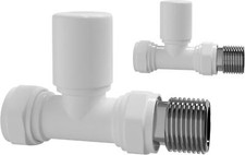 2 Radiator Valves Bathroom Towel Rail Straight Angled Designer Rads Pair Modern