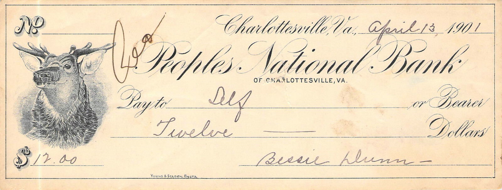 CHARLOTTESVILLE VIRGINIA BANK CHECK REVENUE STAMP eBay