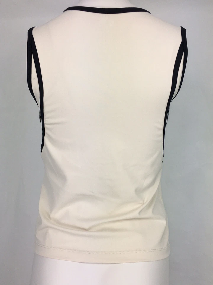 Camisa de entrenamiento Champion para mujer camiseta sin mangas marfil crema elástica ajustada talla pequeña A19 Foto 4 de 4