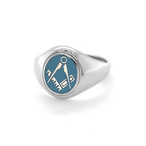 Craft Square and compass Masonic ring Hallmarked 925 Silver Black, Red and Blue - Picture 8 of 8