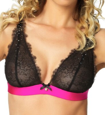 Felina Schwarz Schleife Satin Dreieck Bh - 279985 Einzelhandel