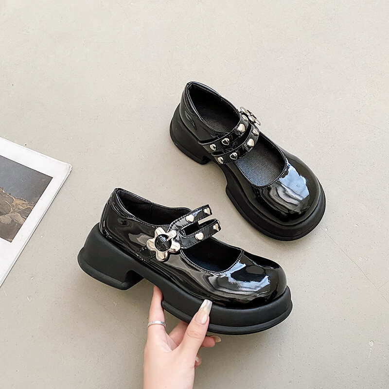 Women Japanese Style Mary Janes Pu Leather Shoes Retro Thick Sole