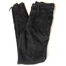 American Eagle Women’s Jeans 2 Highest Rise Jegging Black Raw Hem Stretch #0834