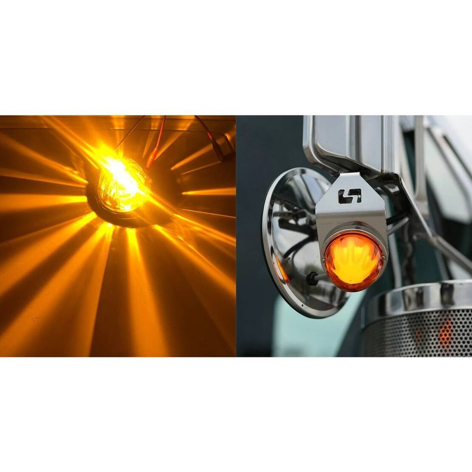 2Pcs Yellow Car Motorcycle Watermelon LED Light Bulb Glass Lens