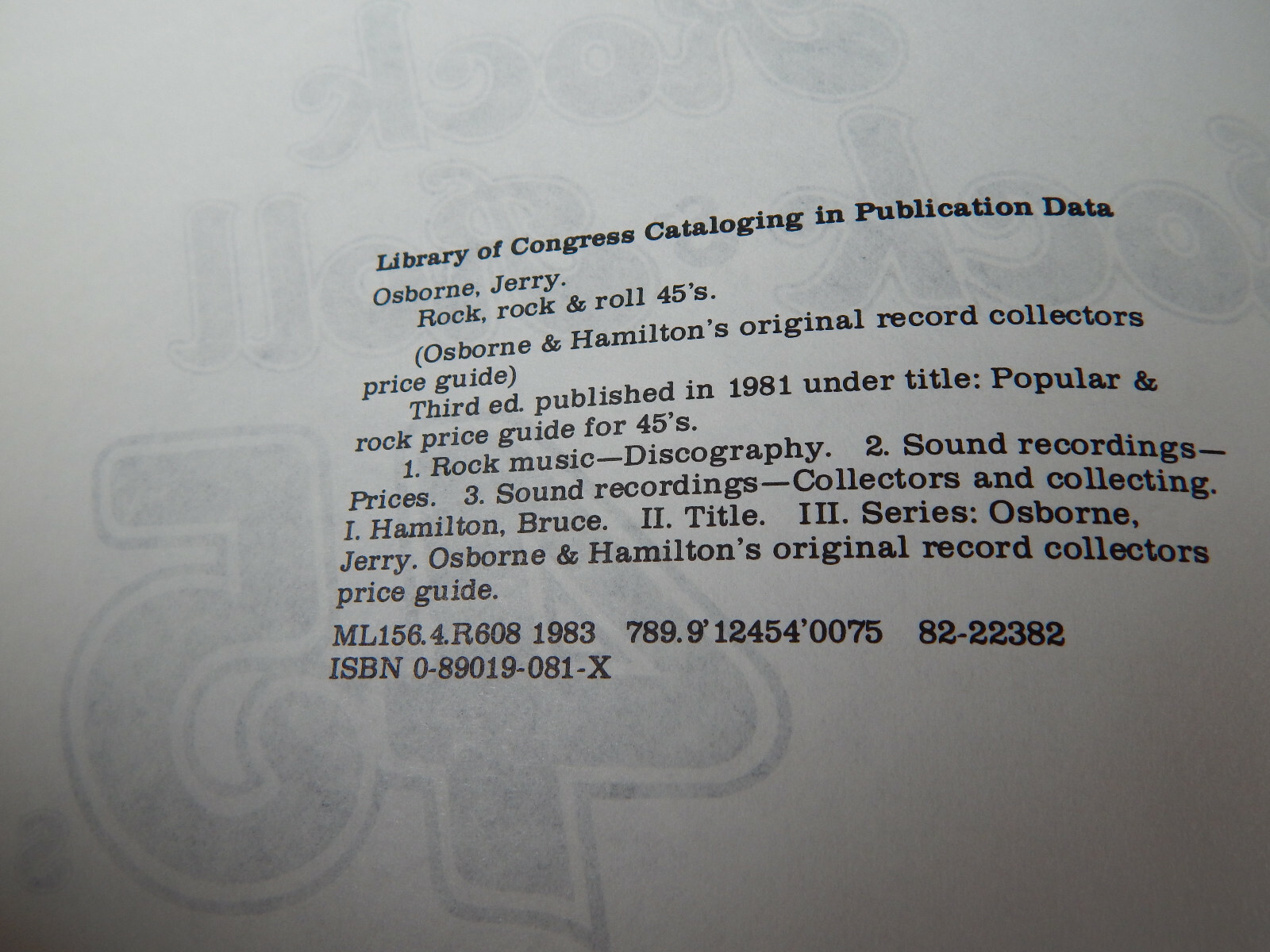 Original Record Collectors Price Guide Albums Rock and Roll 45's Lot