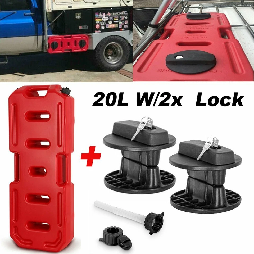 Tanque de respaldo de lata de 20 L combustible gasolina contenedor 5 galones/bloqueo SUV ATV camión coche Foto 2 de 4