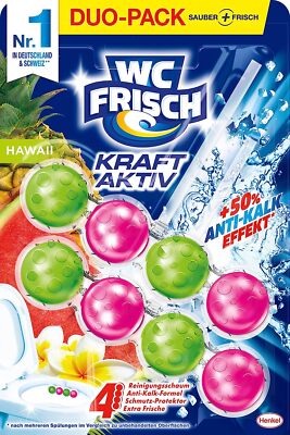 WC FRISCH Kraft Aktiv Duftspüler Hawaii, WC Reiniger, Duftsteine, 2*50 g