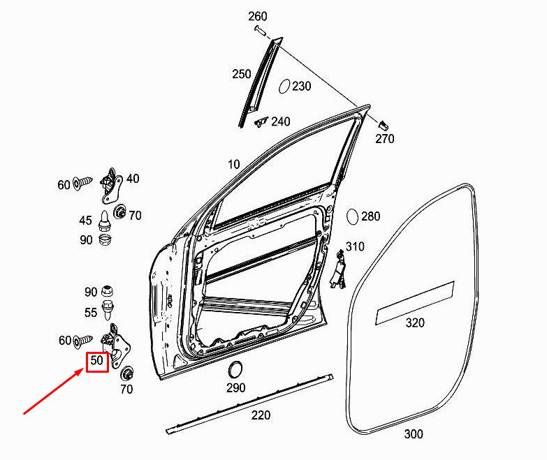NEW MERCEDES-BENZ GLE W166 FRONT RIGHT LOWER DOOR HINGE