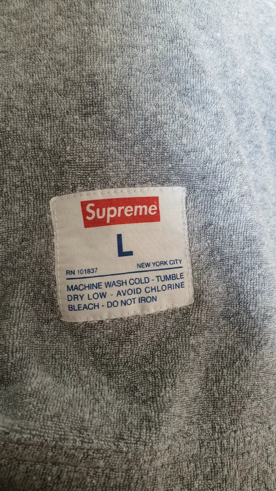 T shirt SS15 Supreme Football Terry Top gris chiné taille L grand tee 