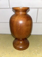 Vintage Wooden Solid Hand Turned Bud Flower Vase 6" Tall Decorative Accent