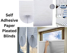 120 x 200cm WHITE SELF-ADHESIVE PLEATED BLINDS TEMPORARY WINDOW TRIMMABLE BLINDS