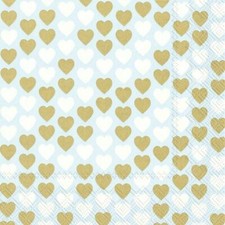 Preciosas servilletas de almuerzo de papel de boda azul claro corazones pequeños 3 capas 33 cm cuadradas