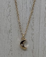 Small Moon Gold Tone Necklace