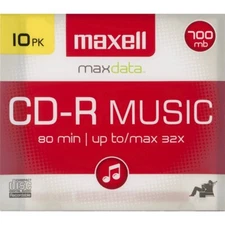 Maxell CD-R Compact Discs Music Audio Recordable 80 Minute, 700mb, 10 Pack New