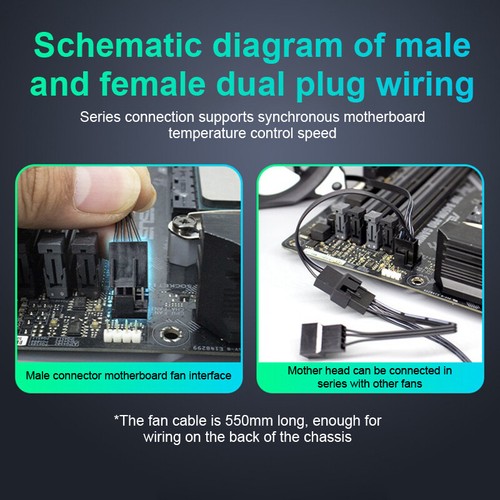 12cm Computer PC Case Fan PWM 4Pin Intelligent Temperature Control Cooling Fan - Afbeelding 12 van 14