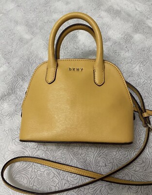 DKNY Bryant Small Dome Leather Satchel Crossbody - Sun (Yellow)