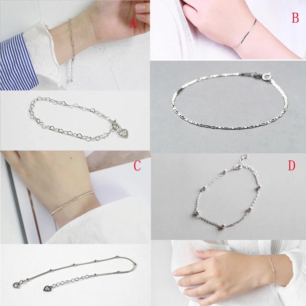 Glitter Luxury Style Silver Color Simple Chain Bracelet - Temu