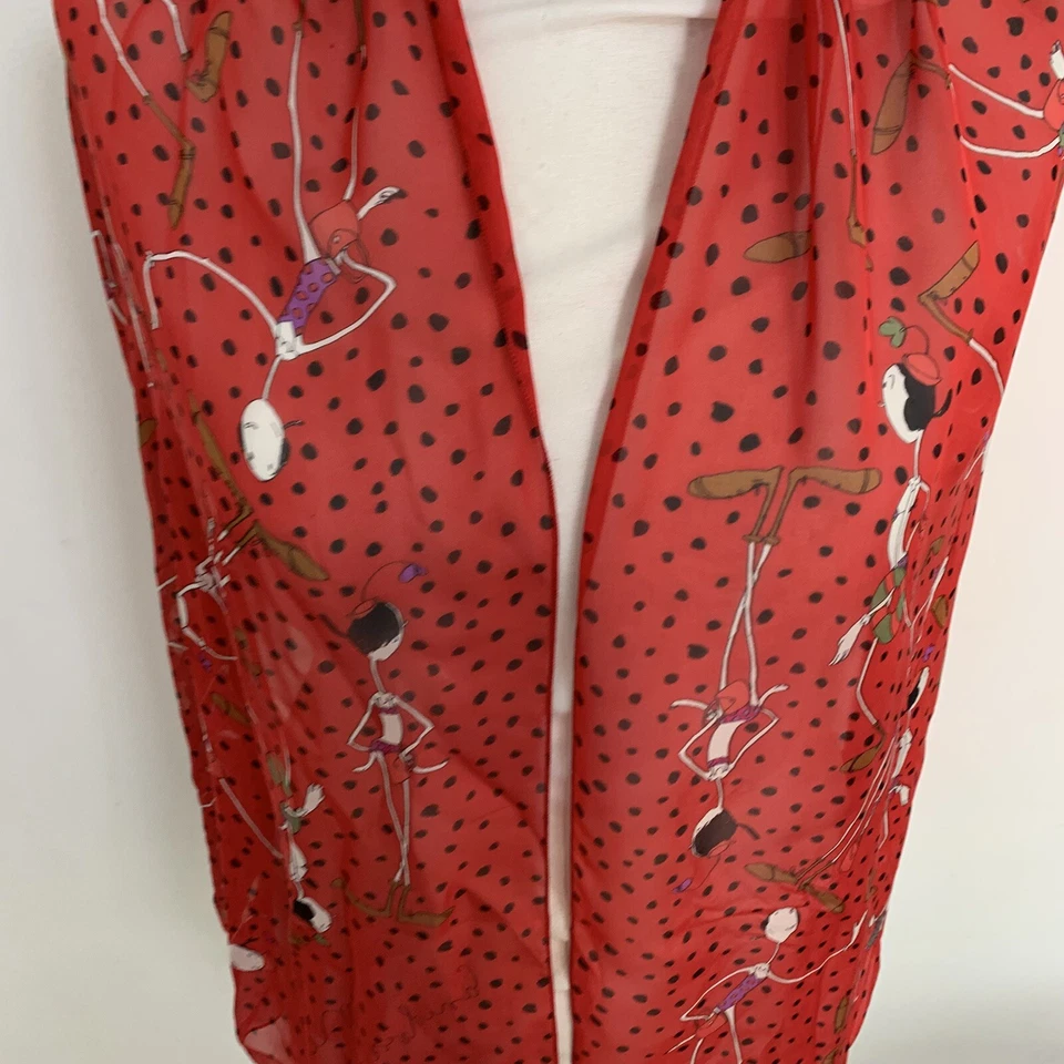 MOSCHINO LUNARES ROJO RECTÁNGULO Bufanda de seda 60/15 pulgadas HECHO EN ITALIA #A96 Foto 2 de 4