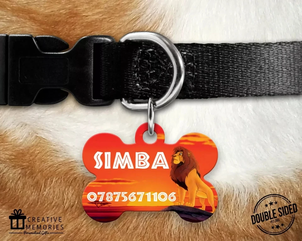 CREATIVE MEMORIES UK Personalised Pet ID Tag - ID Tag - Dog Tag - Dog Tags - Lion King Simba