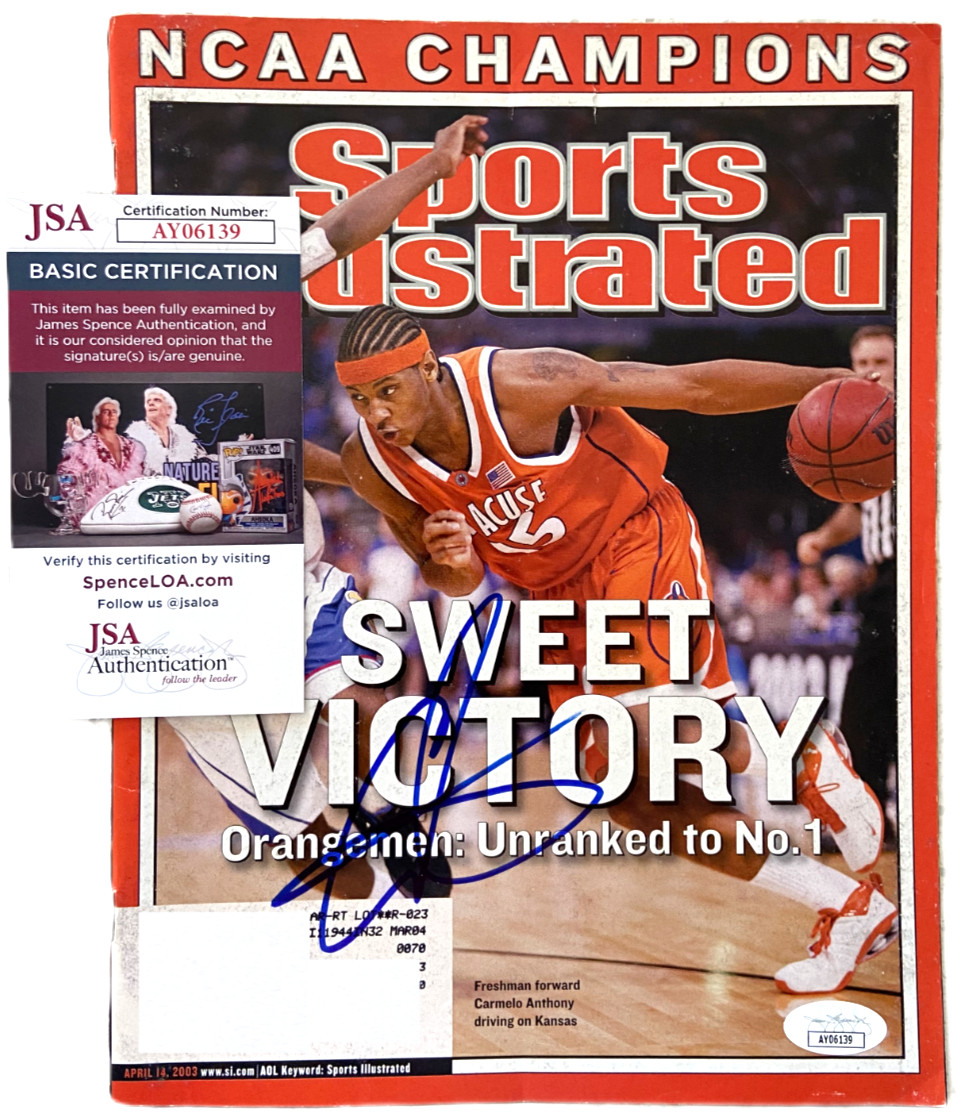 CARMELO ANTHONY SIGNED SPORTS ILLUSTRATED SI MAGAZINE SYRACUSE ORANGE KNICKS JSA