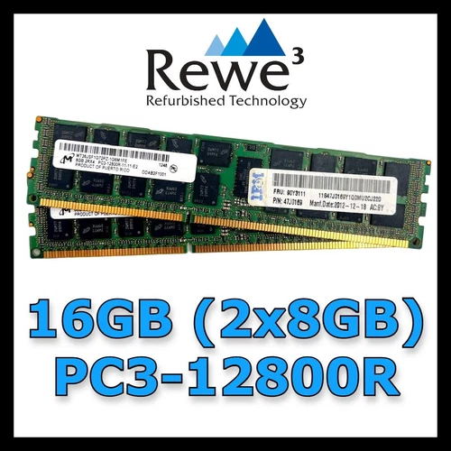 16GB (2x8GB) PC3-12800R Micron Registered ECC DDR3-1600 47J0169 *NON PER PC*