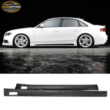 Fits 09-12 Audi A4 Side Skirts Extension Lip Euro RG Style Unpainted Black PU