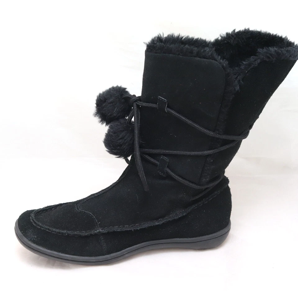 Airwalk Women's Size 7 Black Leather Faux Fur Lined Ankle Boots - Imagem 4 de 4