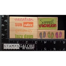 G-Studio Rubber Stamps SET 3 VACATION SUN SUMMER FLIP FLOPS RELAX BEACH #3082