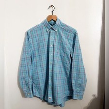 Men  s Vineyard Vines Blue Plaid Murray Shirt Medium 100 Cotton