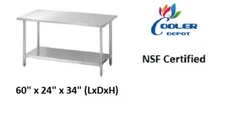NEW 60" x 24" x 34" Prep Table Commercial Kitchen Equipment Stand Stainless NSF