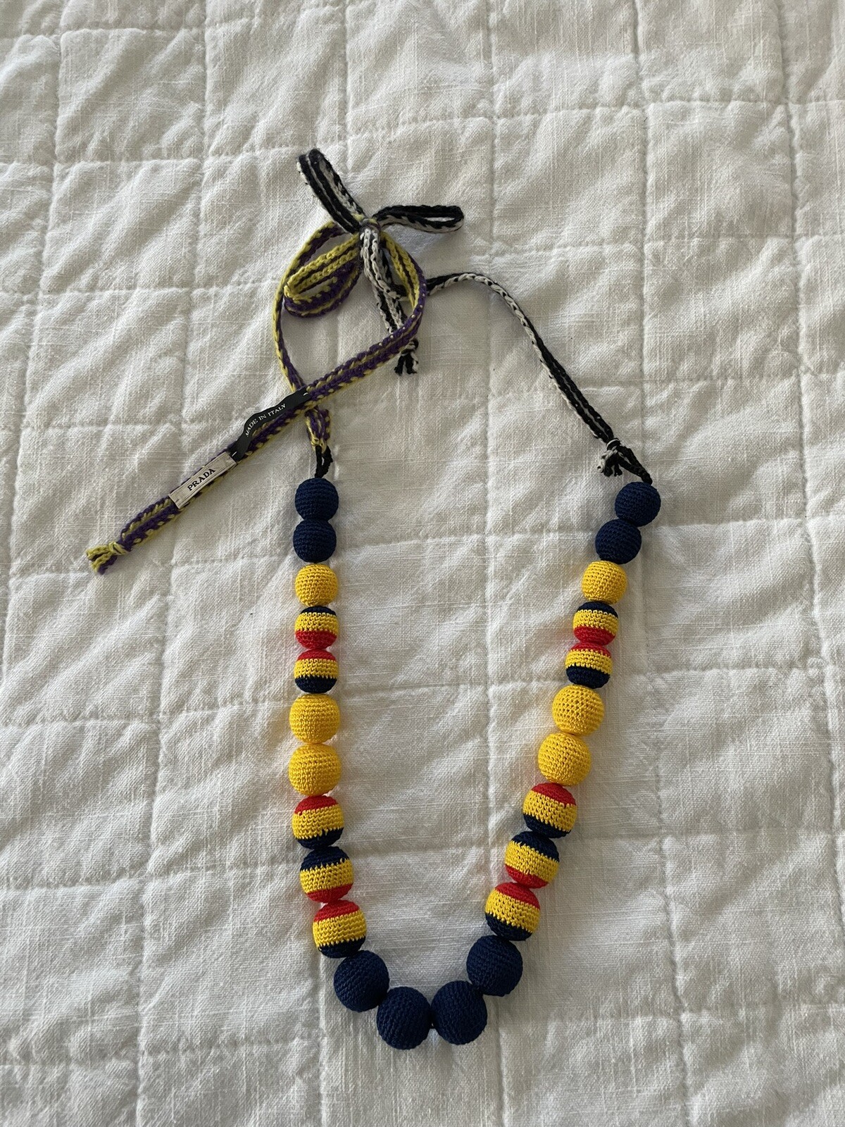 Prada Multicolored Crocheted Bead Statement Neckl… - image 4