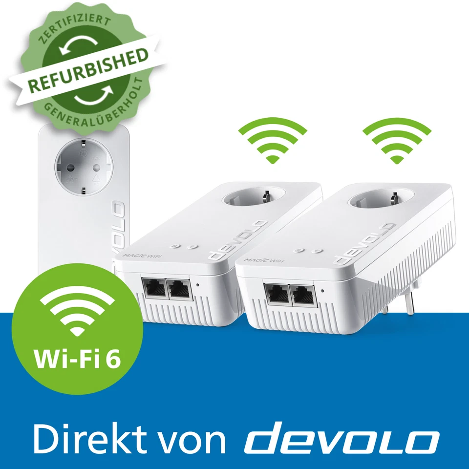 devolo Magic 2 WiFi 6 Powerline 2400 Mbps Mesh WLAN Verstärker 3x Adapter