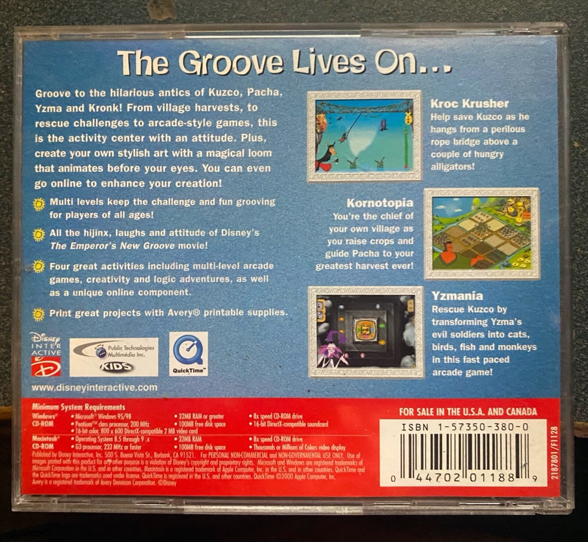 The Emperor's New Groove CD-ROM Groove Center Ages 4-6 WIN