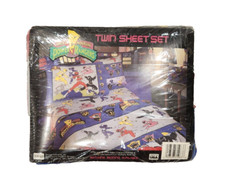Power Rangers Twin Sheet Set Vintage NEW RARE Seal 1994 Pillowcase Fitted Flat