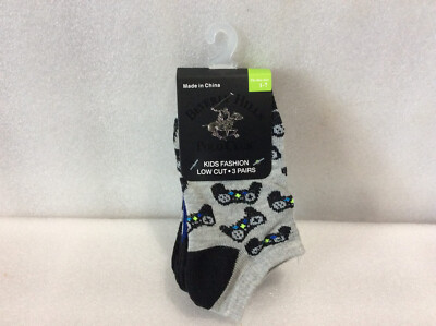 Beverly Hills Polo Club Kids Fashion Low Cut  3 Pairs Socks  Shoe Size  1-7