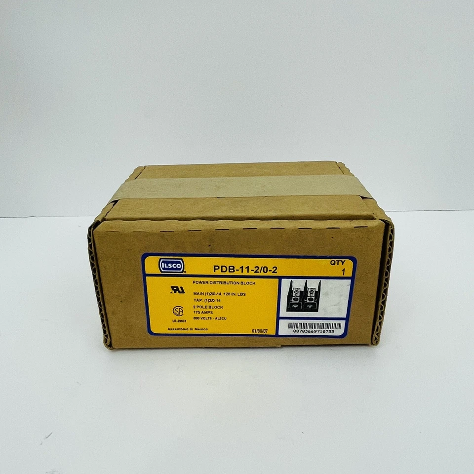 Ilsco PDB-11-2/0-2 Power Distribution Block 2-Pole 175A 600V ~NEW~