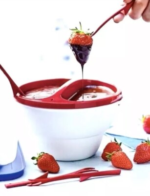 Tupperware Chic Dining Dipper FONDUE Bowl Forks Manuals NEW Original Pkg