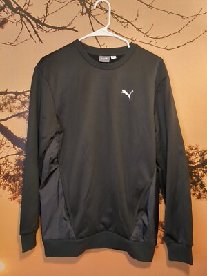 Puma Open Road Logo Black CrewNeck Sweatshirt Mens Size S 67589601