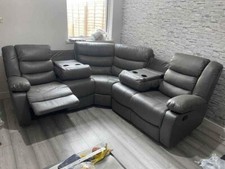 Roma Grey Leather Recliner