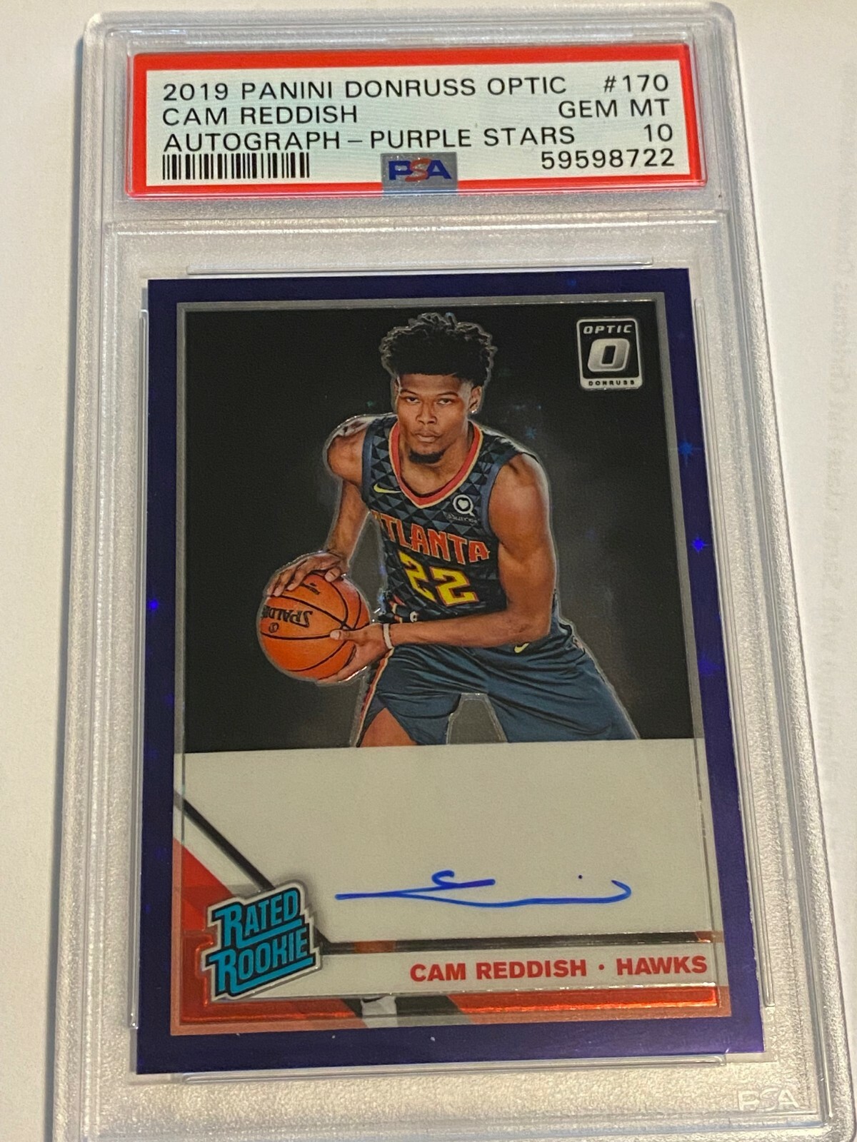 2019-20 Donruss Optic Purple Stars Cam Reddish Auto Rookie RC 48/49 SP PSA 10
