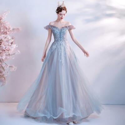 Elegant Off Shoulder Lace Flounce Floral Tulle Evening Dress Party Prom Gown | eBay Elegant Off Shoulder Lace Flounce Floral Tulle Evening Dress Party Prom Gown | eBay