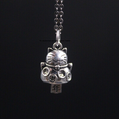Fine Pure S925 Sterling Silver Charm Men Women Fortune Cat Pendant 2.5-3g