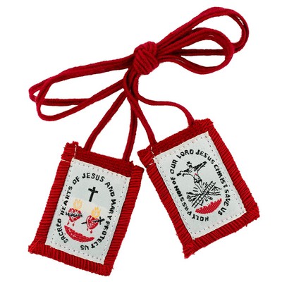 Authentic Catholic Scapular - 100% Wool (Red Passion Scapular)