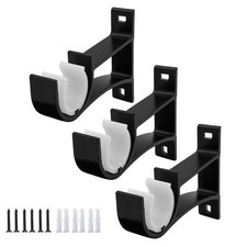 3 Pack Curtain Rod Bracket, Heavy Duty Curtain Rod Holders Hooks Curtain Brac...