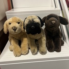 Animal Alley Plush Lot of 3 Puppies Pug Yellow Lab and Chocolate Lab stuffed toy